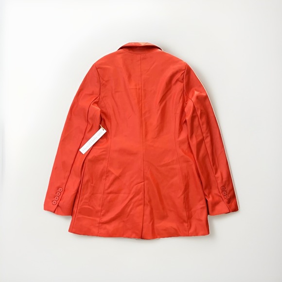 House of Harlow 1960 Faux Leather Jacket Orange NWT Small Double Breasted Blazer - Picture 3 of 11